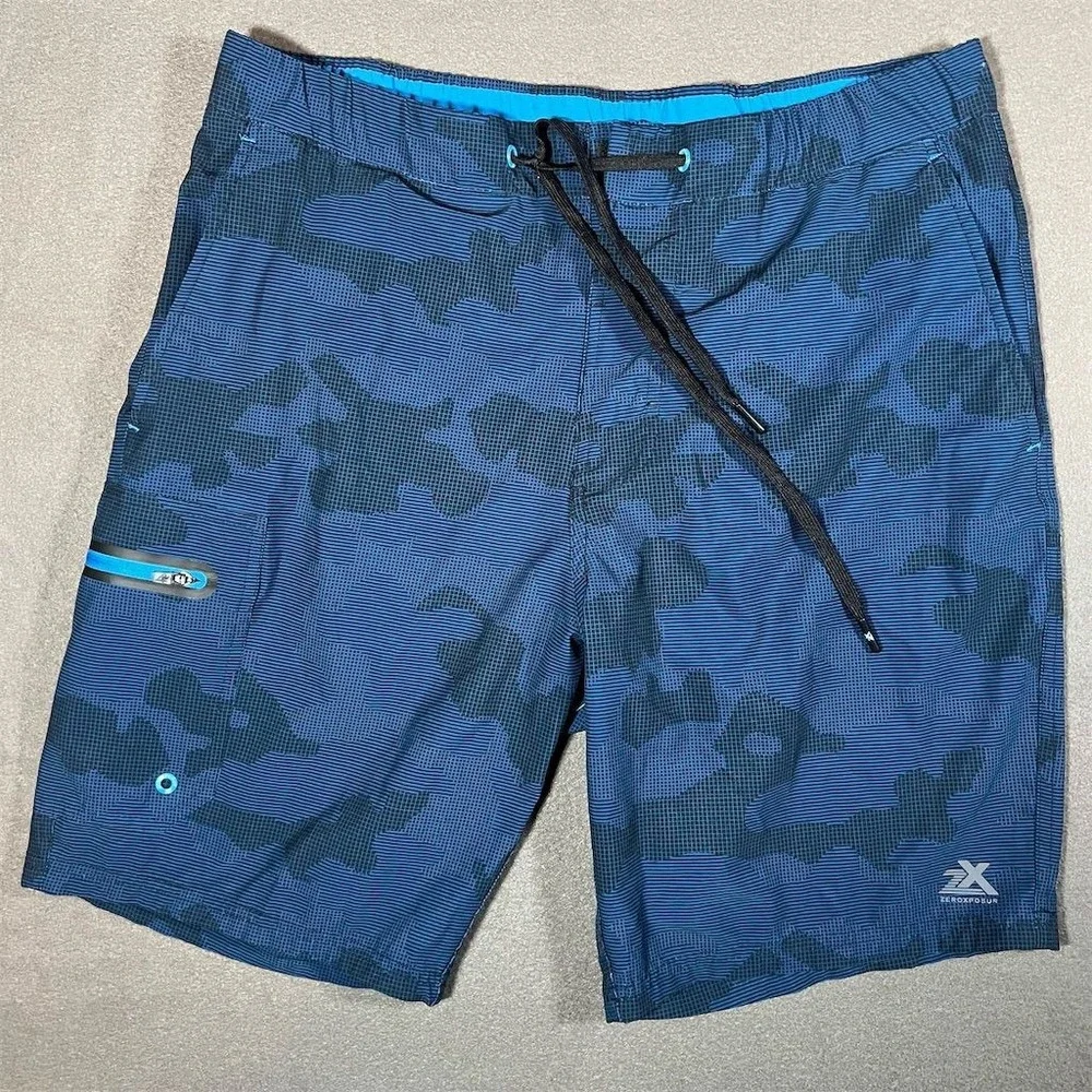 ZeroXposur Men's Camo Board Shorts Blue Swim Trunks Size M